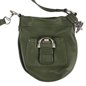 B. Makowsky Green Crossbody Soft Pebbled Leather Bag Purse Zip Close 9x11''